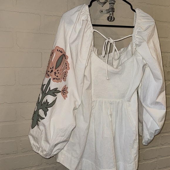 Free People tunic In Bloom shirt Spring Summer White Pullover Top Blouse small - Picture 6 of 7